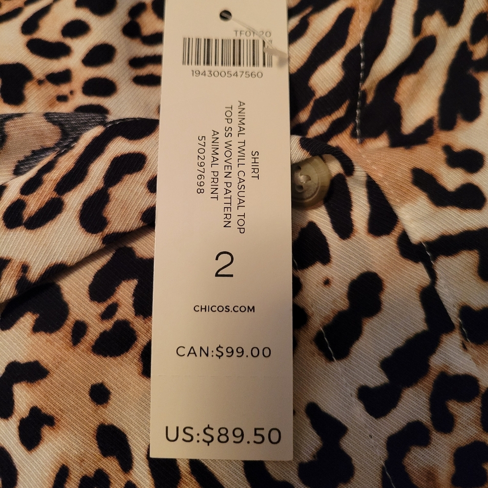 Chico's Leopard Print Button Down Shirt NWT - Picture 10 of 11